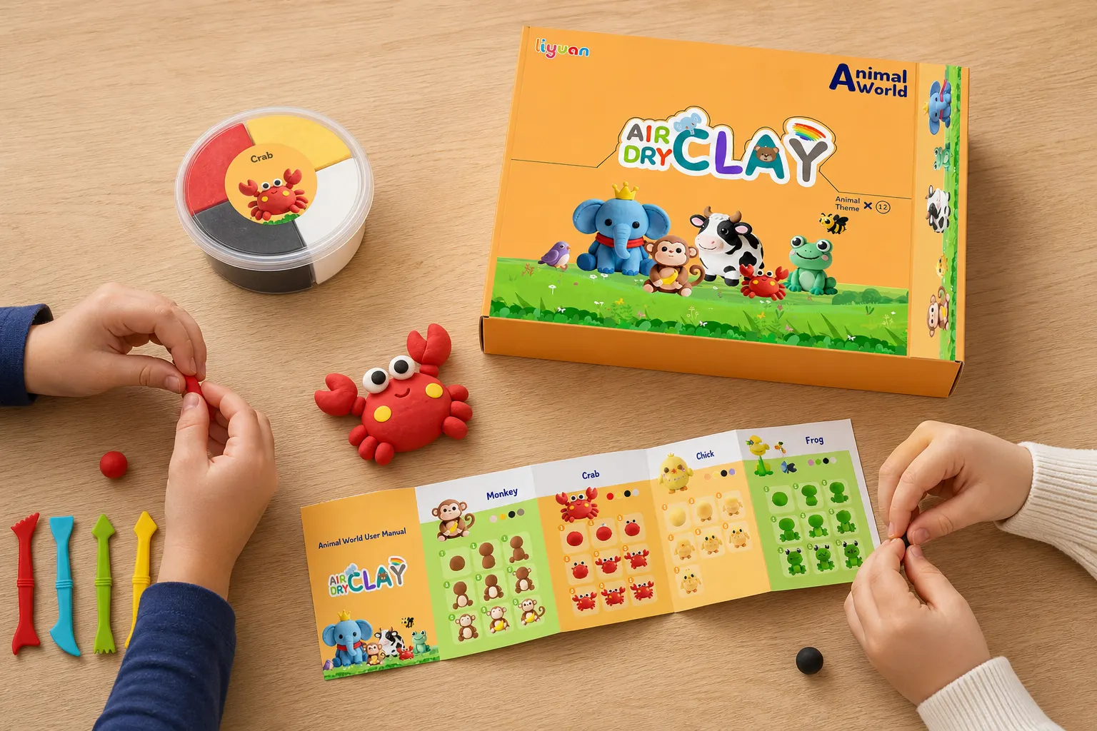 Lightweight Modelling Clay Set in use
