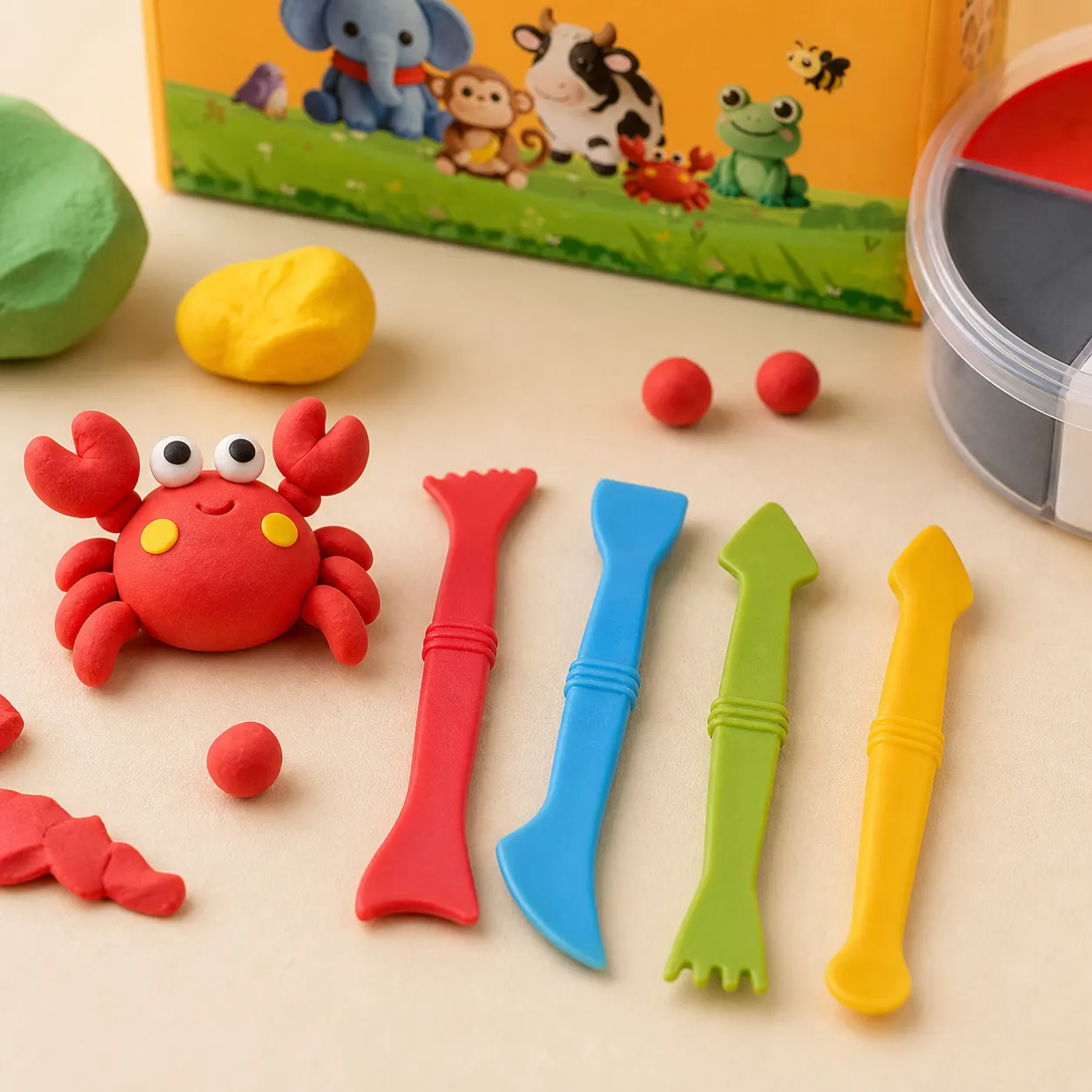 Lightweight Modelling Clay Set in use
